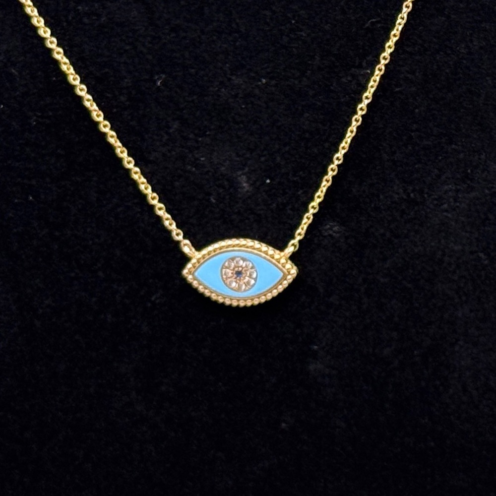 EFFY Sapphire & Diamond Accent Evil Eye 18" Pendant Necklace in 14k Gold - Picture 2 of 7